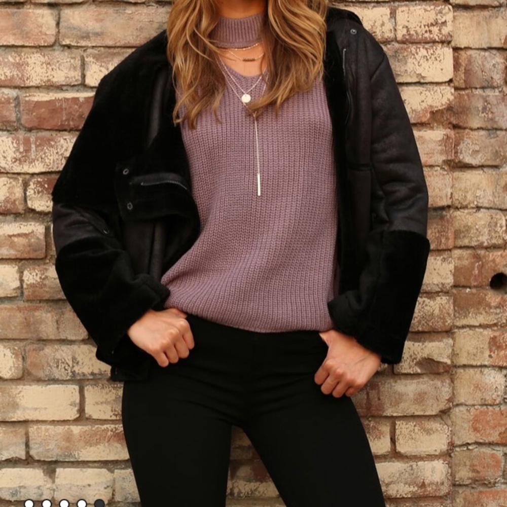 Lavender Sweater with Choker Neck